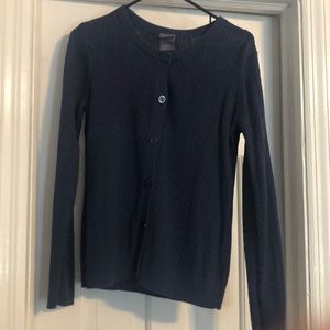 Blue cable knit cardigan